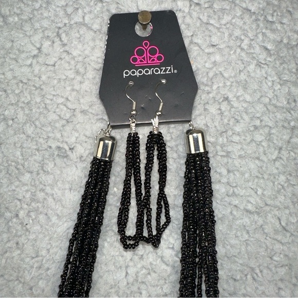 Paparazzi Congo Colada Black Seed Beads Necklace Set Y2K Boho Whimsigoth Formal - Picture 3 of 5